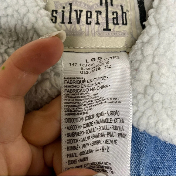 Levi's Silvertab Medium Wash Sherpa Denim Jean Trucker Jacket Big Boys Large - Picture 5 of 10